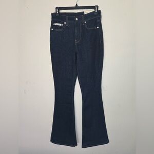 Calvin Klein High Rise Flare Jeans Dark Rinse Wash Size 26R NWT Designer Denim